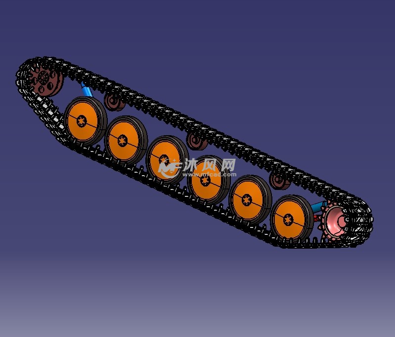标准6负重轮履带数模 - 行走系统图纸 - 沐风网