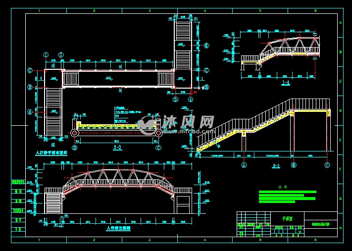 钢结构过街天桥平面图