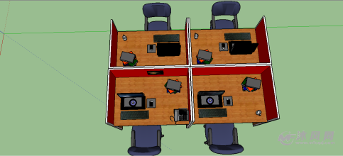 四位办公桌设计模型