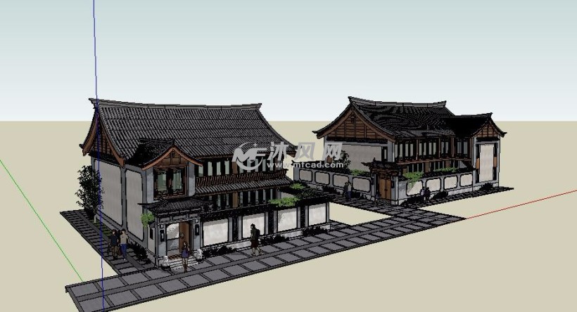 仿古宅院建筑设计模型