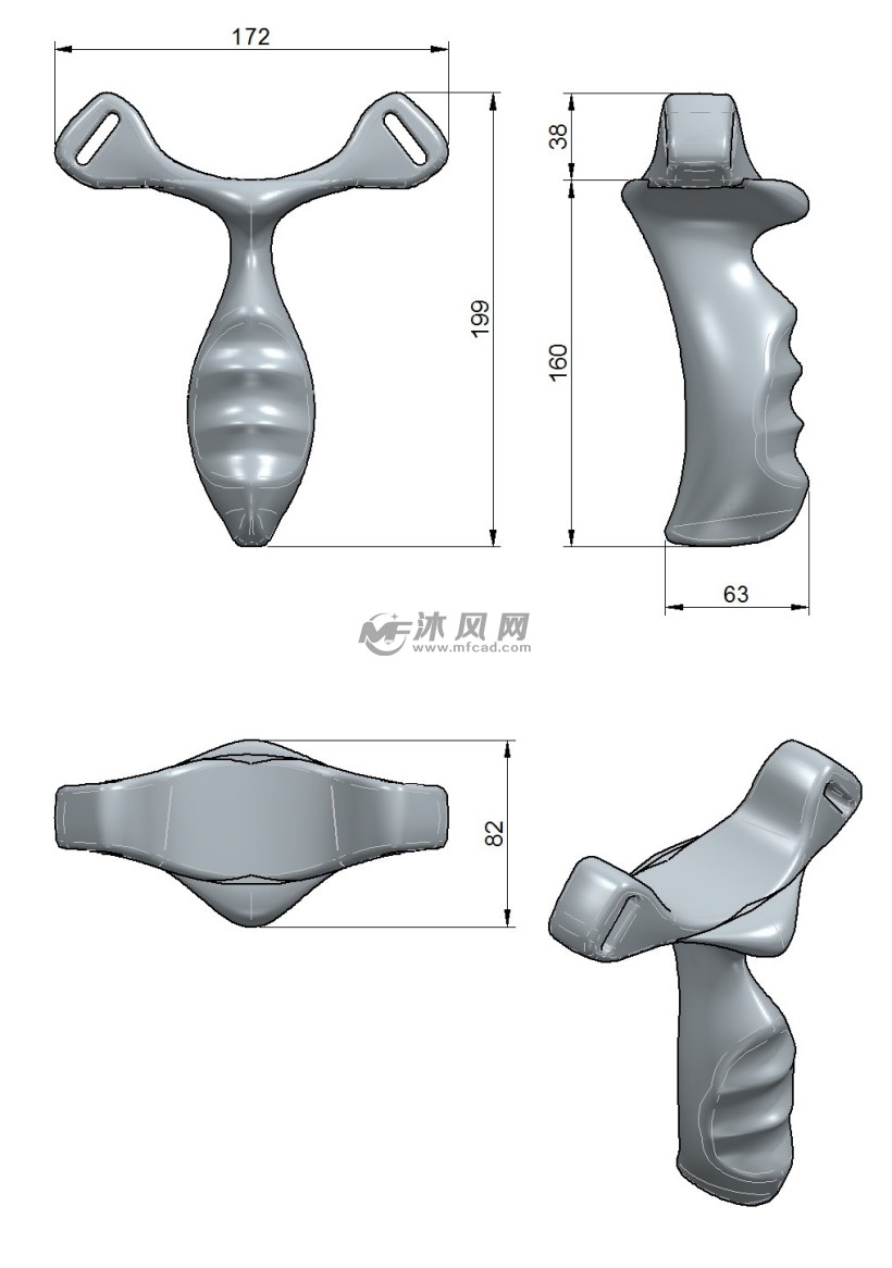 铝弹弓手柄模型