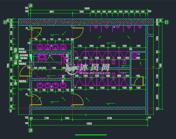 卫生间平面及放大素材 - cad厕所,盥洗室下载,免费厕所,盥洗室cad施工