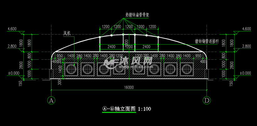 鋼結構養豬棚建築及結構設計施工圖 - cad農業建築圖紙下載,免費農業