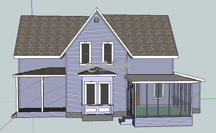 su二层私人住宅模型建模正视图