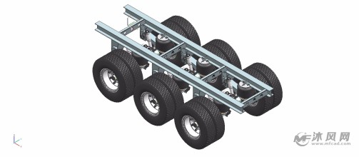 三轴半挂车空气悬挂(富华美式正装)及车桥轮胎总成