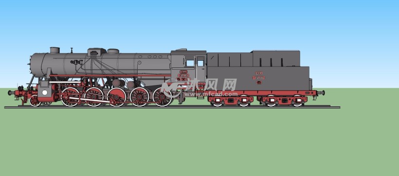 老式蒸汽机车车头三维模型