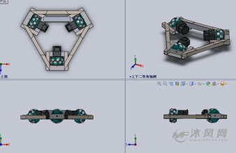 三轮机器人底盘设计模型(扫地机器人专用)三视图