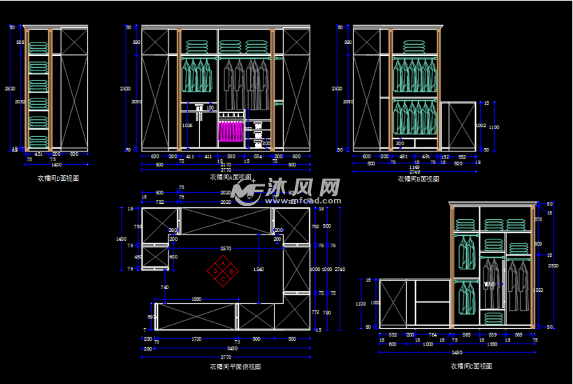 各种家具衣帽柜设计施工图(适合家具店)