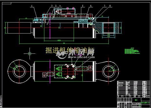 掘進機伸縮油缸cad圖 - 液壓及氣動元件圖紙 - 沐風網