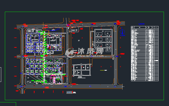 某化工厂给排水管线面布置图 - cad给排水图纸下载 - 沐风图纸