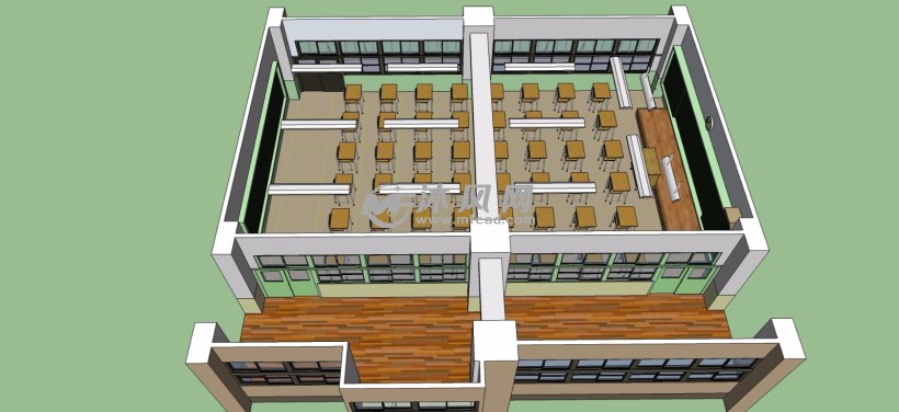 中国式学校教室室内整体模型