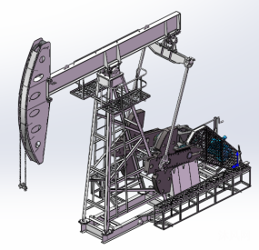 游梁式抽油机三维模型sw图纸合集的封面图