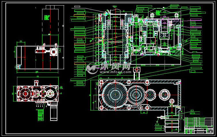 双柱立式车床右进给箱装配图