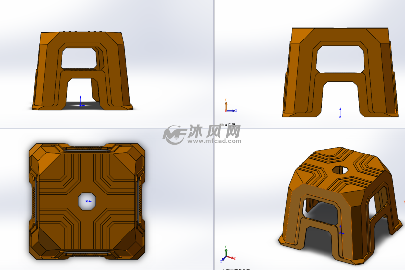方形创意小凳设计 - 桌图纸 - 沐风网