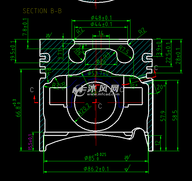 五十铃4jb1发动机活塞机加工图图纸下载_动力系统图纸 - 沐风网