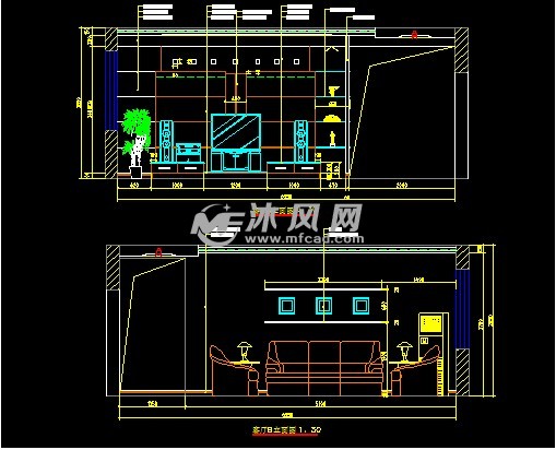 客厅剖面装修图