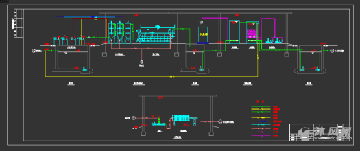 污水处理厂高程布置图及剖面图