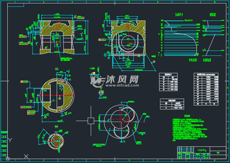活塞零件图 - 动力系统图纸 - 沐风网