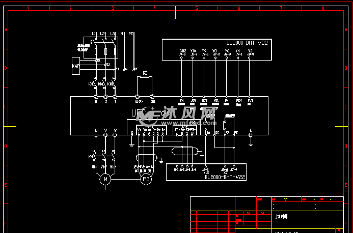 2吨货梯电气原理图及接线图cad图纸