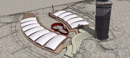 张拉膜展览馆三维模型