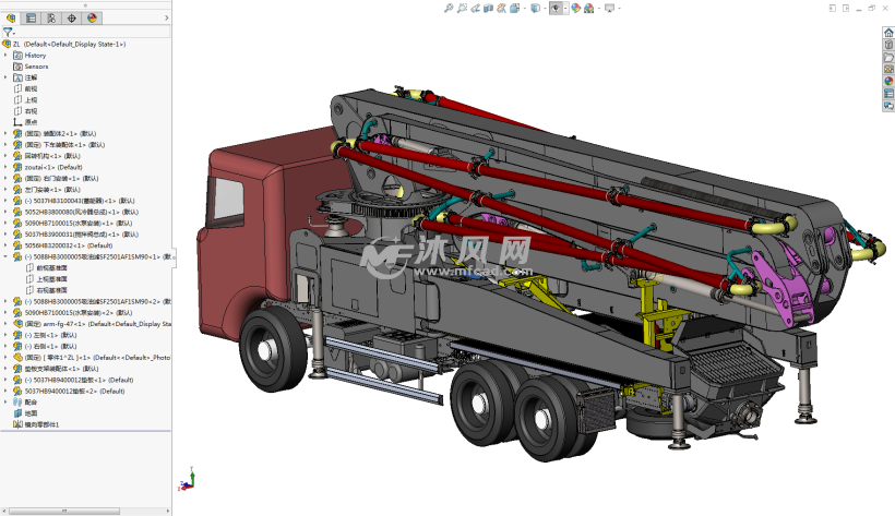 一套详细的47米泵车整车设计模型图纸下载_工程机械/建筑机械图纸