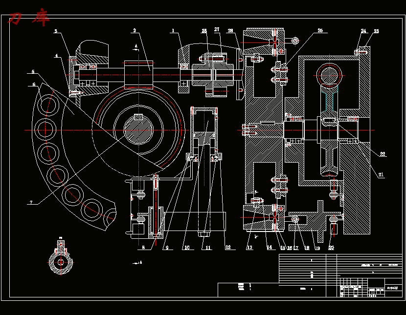 加工中心24刀盘式刀库及自动换刀装置机械结构设计