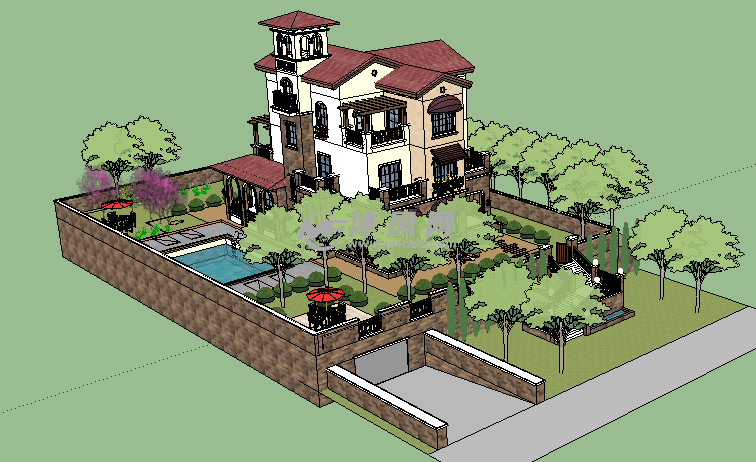 精致的别墅 - 建筑模型图纸 - 沐风网