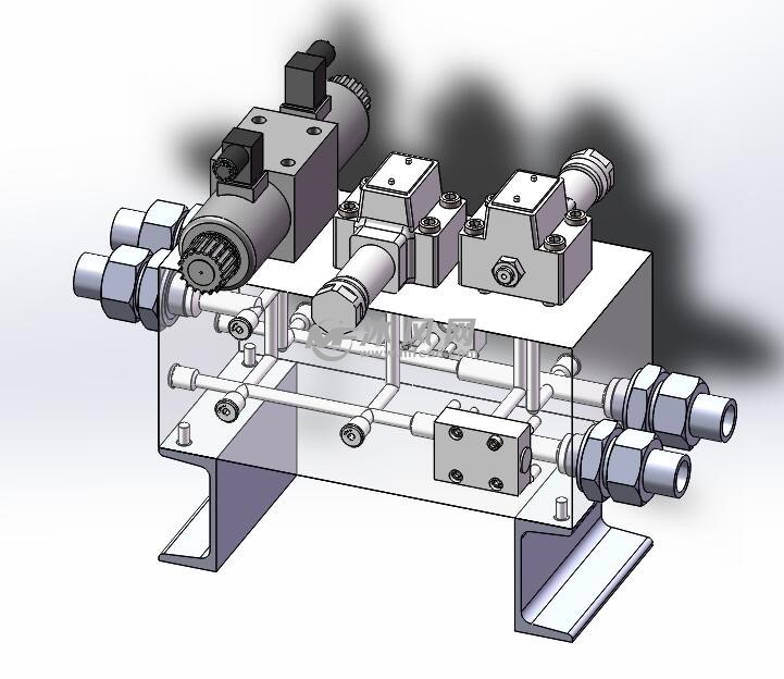 一种多路液压阀块装配总成三维模型