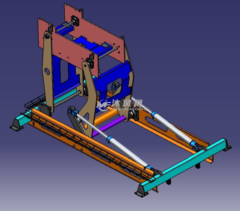 线栏上部安装架液压主缸图纸描述俯仰平移机架数模,采用曲柄连杆机构