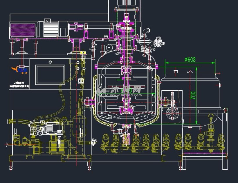 真空乳化机布局图 机械设备图纸 沐风网