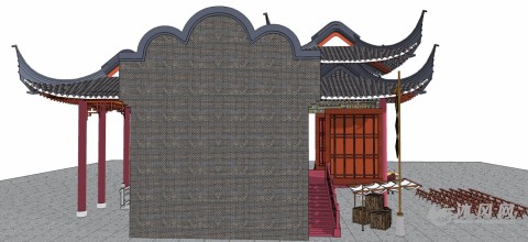 古代戏园子舞台古建筑立面