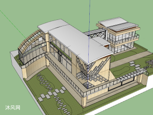 徽派建築會所模型 - sketchup會所模型 - 沐風圖紙