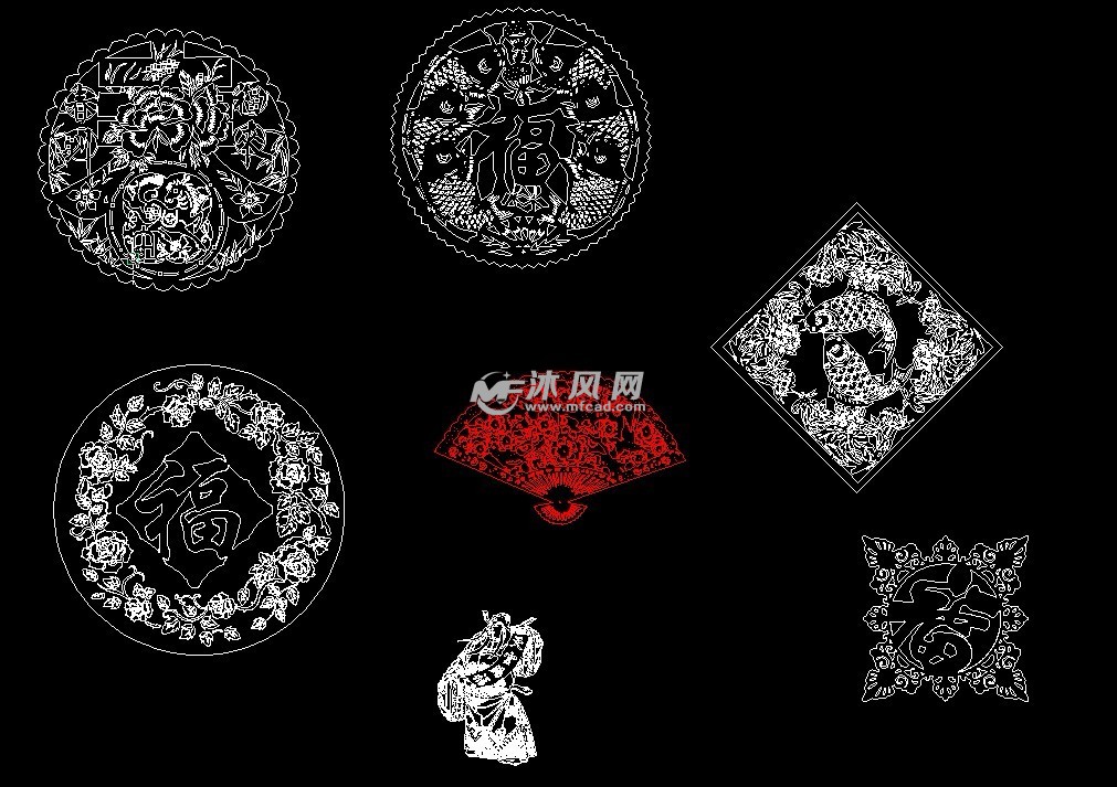 cad福字图纸剪纸激光切割 - 艺术品/工艺品图纸 - 沐风网