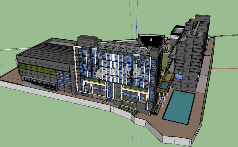 現代綜合體商城建築結構模型 - 建築模型圖紙 - 沐風網