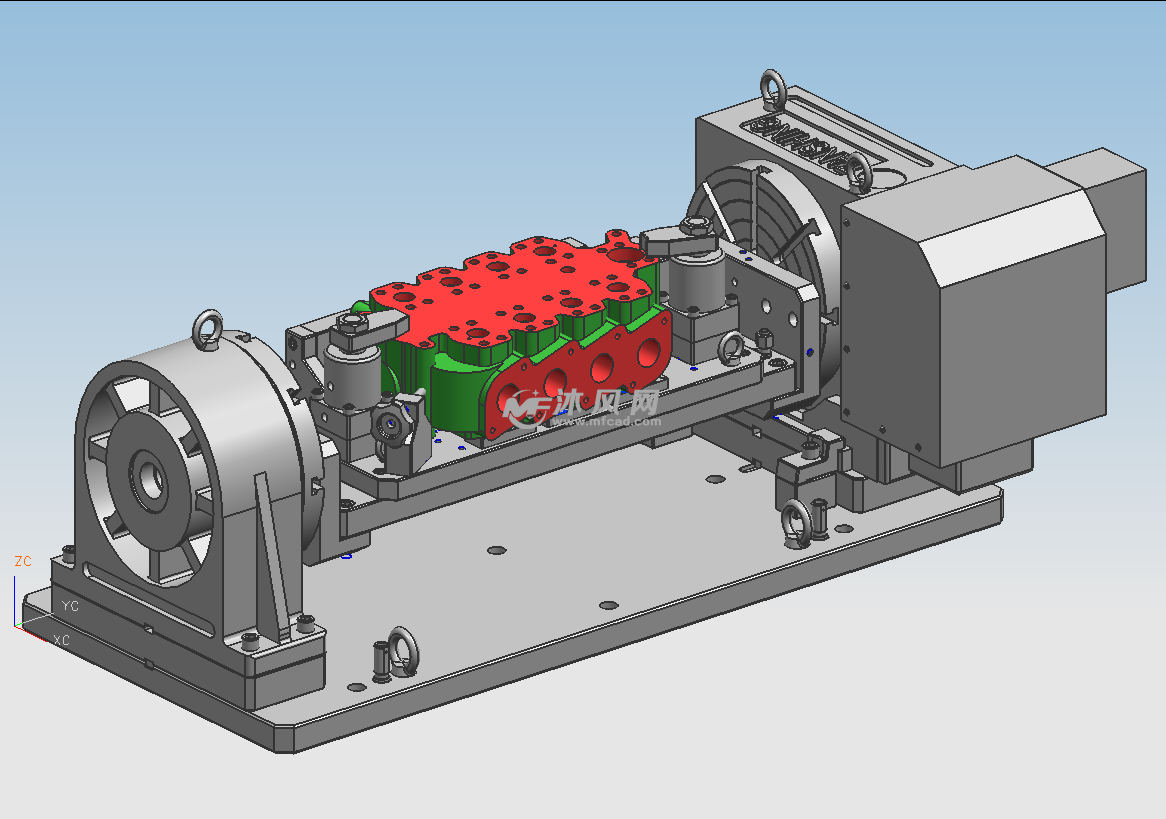 阀体四轴液压夹具-加工正上面及孔,配四轴旋转加工侧面及孔