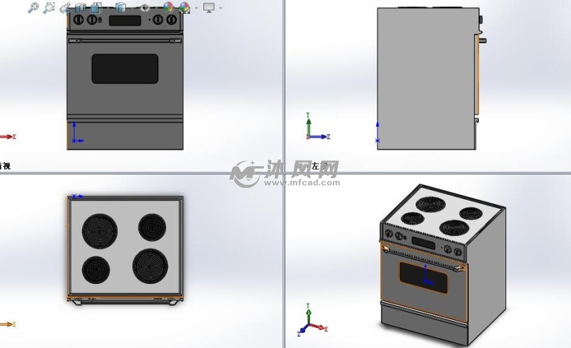 多功能烤箱設計模型三視圖