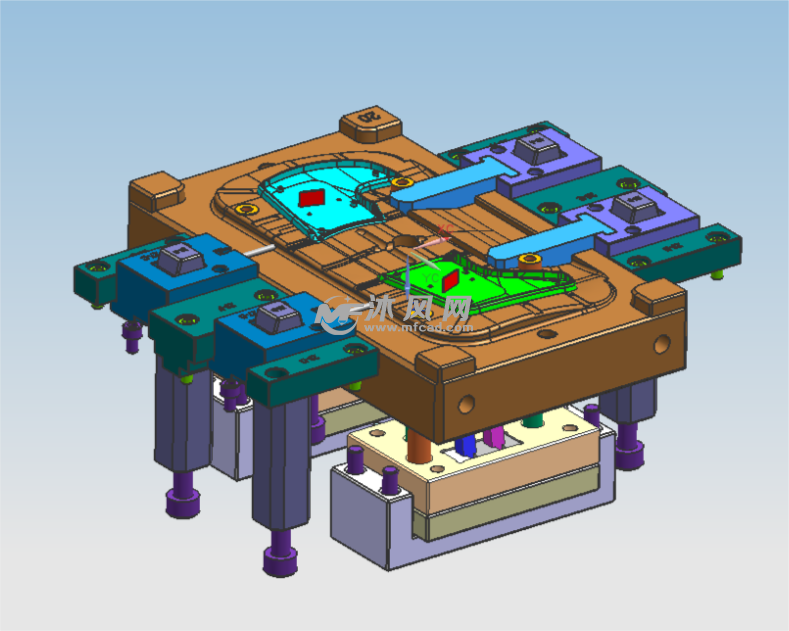 汽车换档拨片前模斜顶3d模具结构