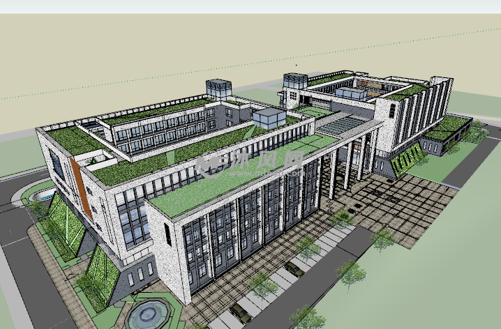 現代大學教學樓施工設計建築整體三維模型