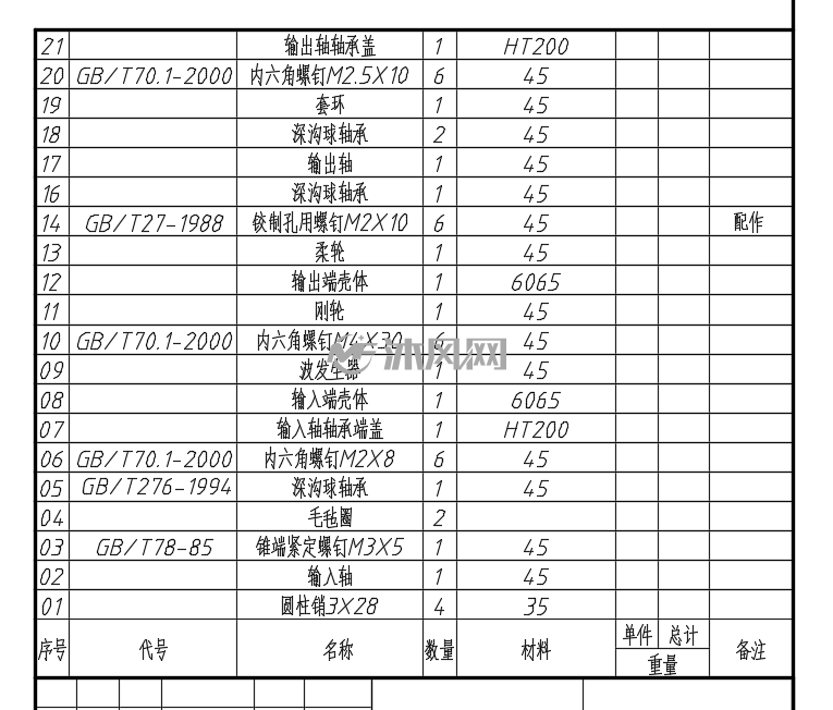cad谐波减速器