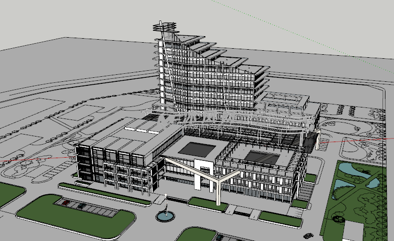 广宁路现代医院建筑三维模型 - 建筑模型图纸 - 沐风网