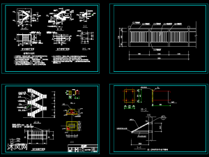 某工程兩跑室內室外鋼樓梯結構施工cad圖紙