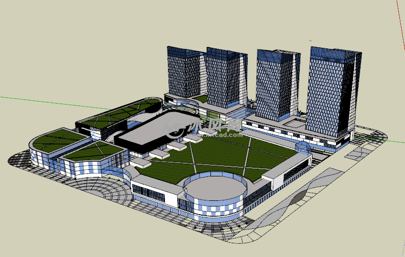 公閩路現代商業綜合體建築三維模型