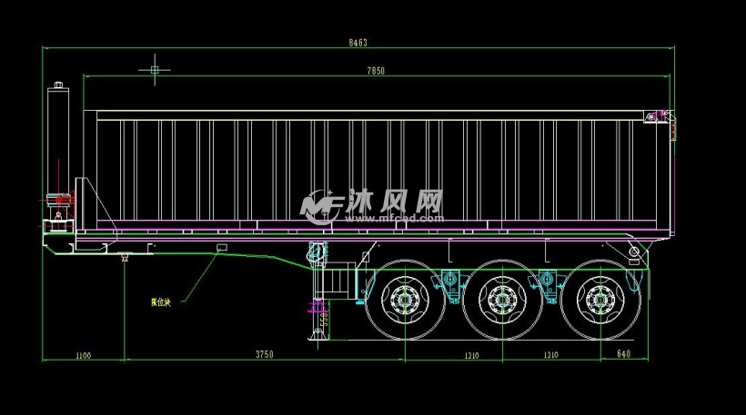 85米前顶自卸半挂车图纸