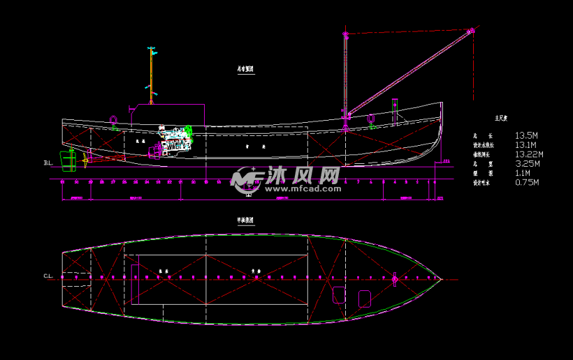 5米养殖艇总布置图 - 海洋船舶图纸 - 沐风网