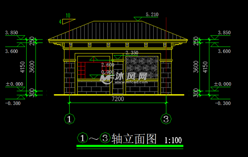 长方形坡屋顶幼儿园门卫建筑设计图