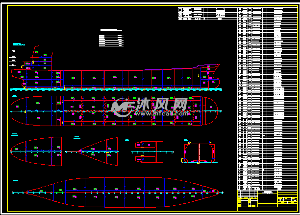 油船分段划分图纸下载_海洋船舶图纸 - 沐风网