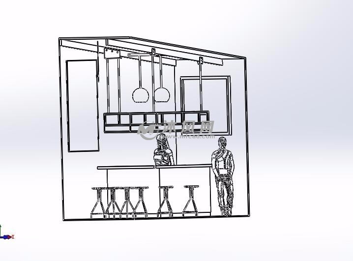 酒吧吧台模型图