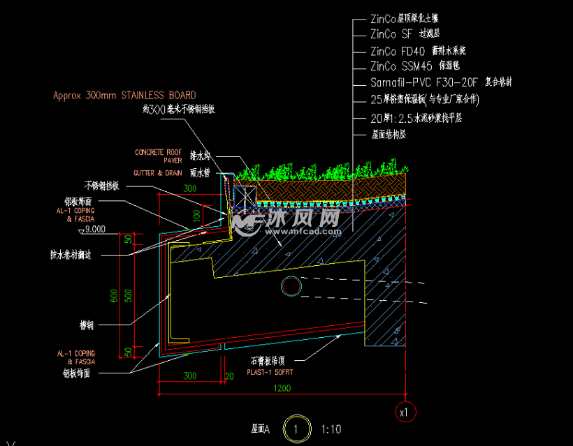 一套屋頂的屋面種植綠化深化設計節點圖紙防水節點詳細
