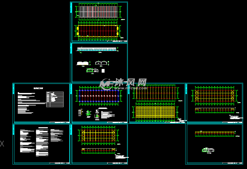 8米跨的两跨钢结构高效蔬菜种植温室大棚结构施工图纸
