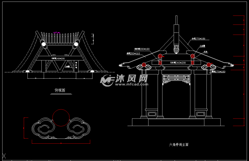 仿清式鋼筋混凝土結構六角亭圖紙